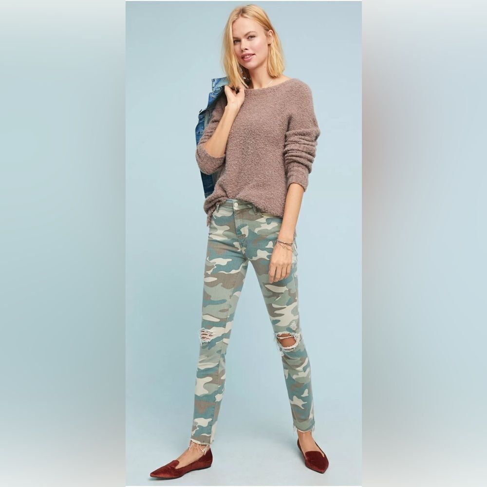 Mother jeans women's 26 High Waisted Looker Ankle Fray See Me Camo distressed - Picture 2 of 14